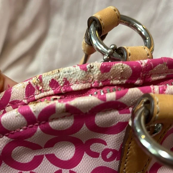 COACH Op Art Jacquard Pink Two Way Shoulder Bag and Crossbody Combo - Picture 10 of 16